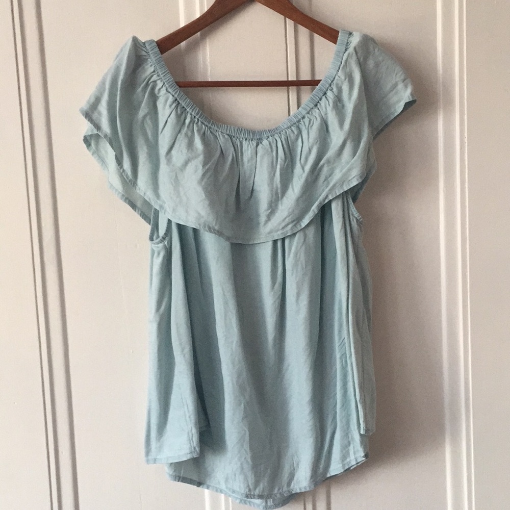 Old Navy Light Blue Off Shoulder Blouse Size XL